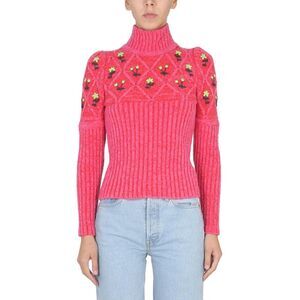 CORMIO Women's Floral Knit Turtleneck Sweater Women RED Sweaters & Knitwear